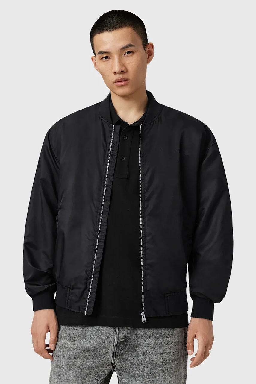AllSaints geacă bomber FUTURE culoarea negru, de tranziție, oversize, M001OD