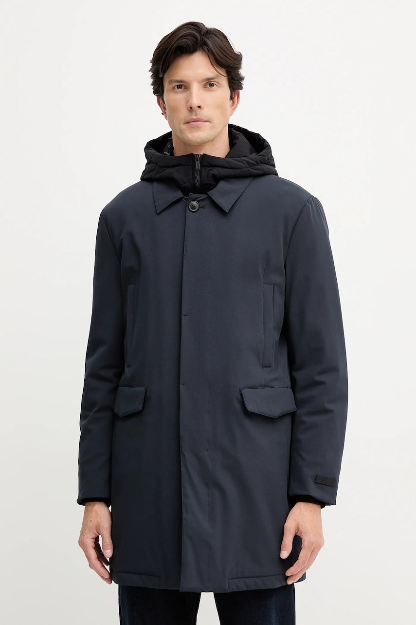 Trussardi geacă culoarea bleumarin, de tranziție, F013M000018N