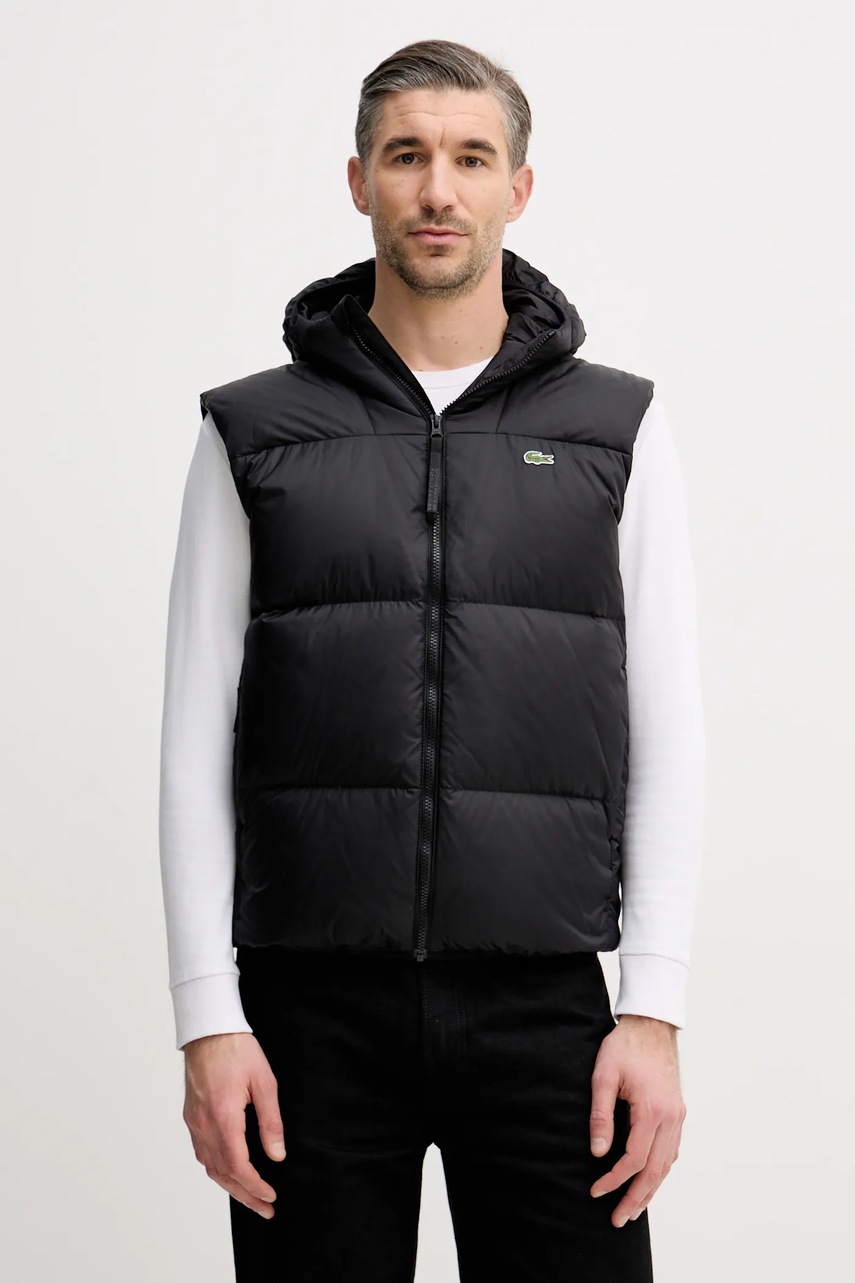 Lacoste vestă de puf culoarea negru, de iarnă, BH2895