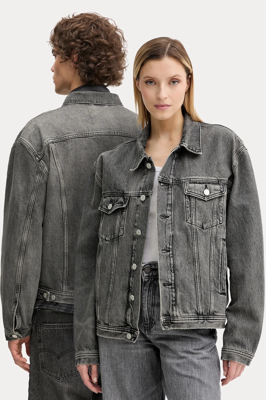 Won Hundred geacă jeans culoarea gri, de tranziție, 3860-15098