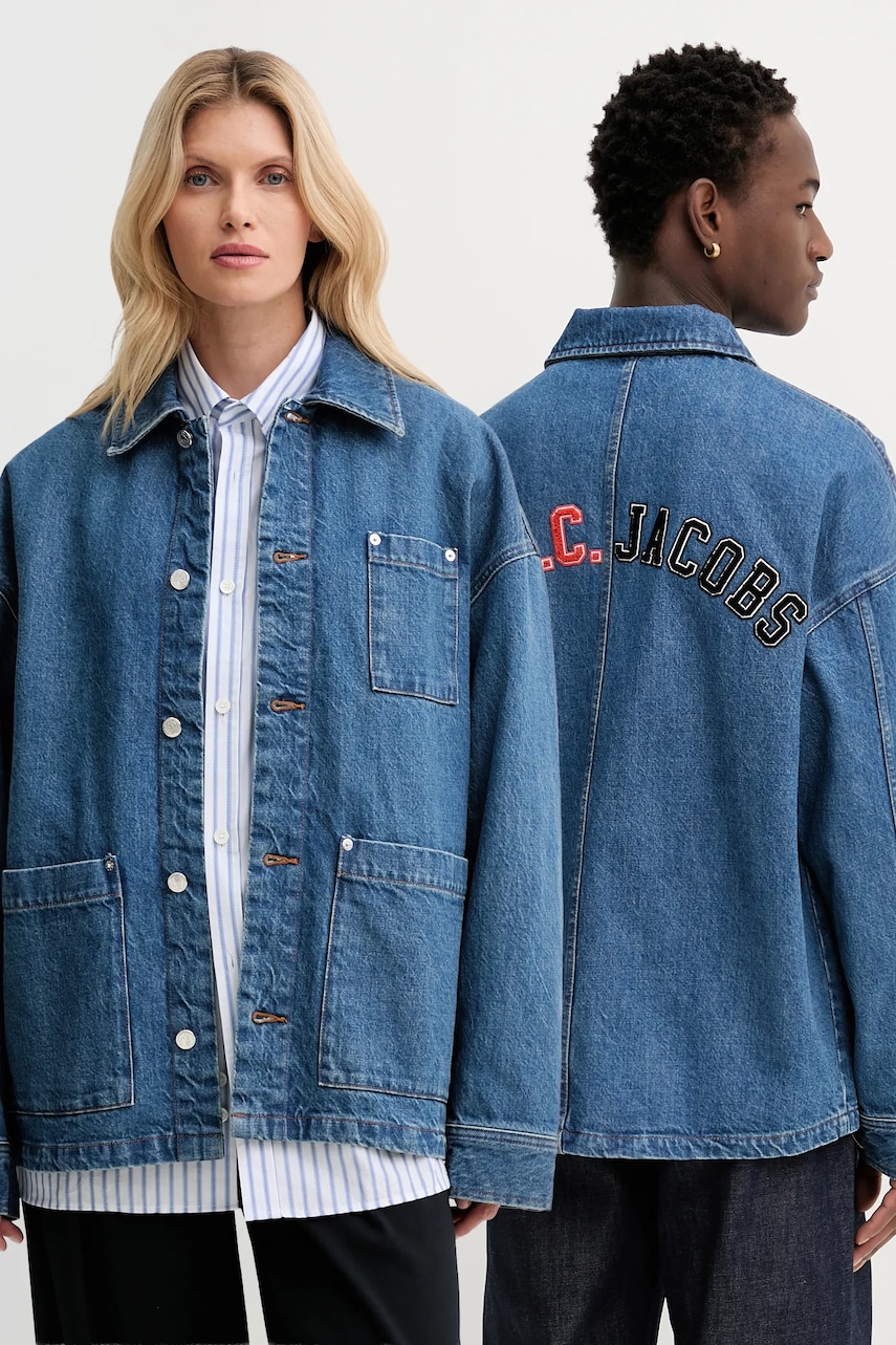Levně Bavlněná džínová bunda A.P.C. A.P.C. x MARC JACOBS modrá barva, COHKK.M32011