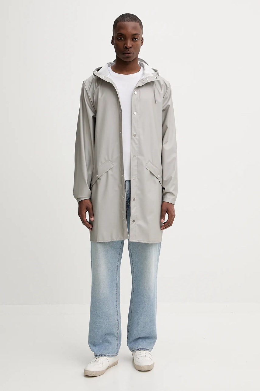 Μπουφάν Rains 12020 Long Jacket χρώμα: γκρι, 12020 φωτογραφία