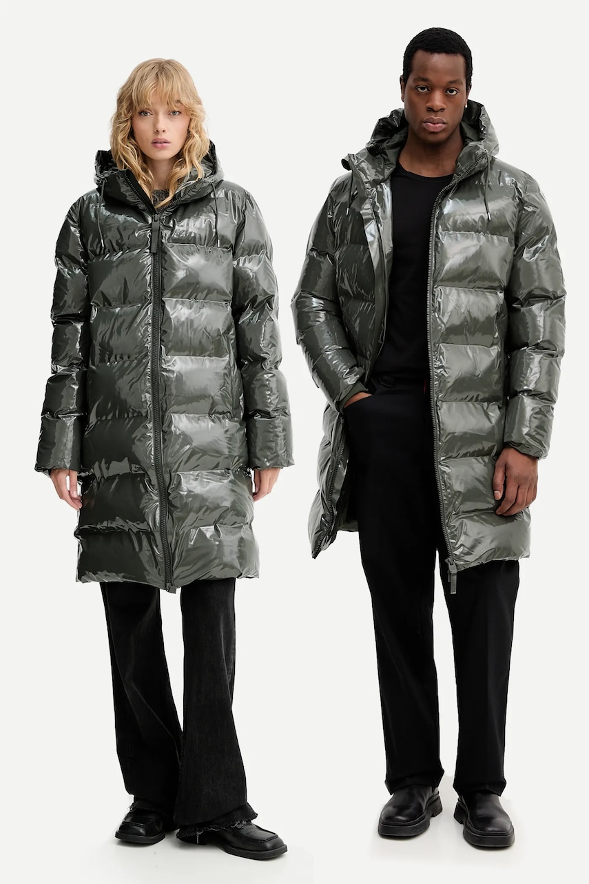 Rains geacă 15130 Alta Longer Puffer Jacket culoarea verde, de iarnă, 15130