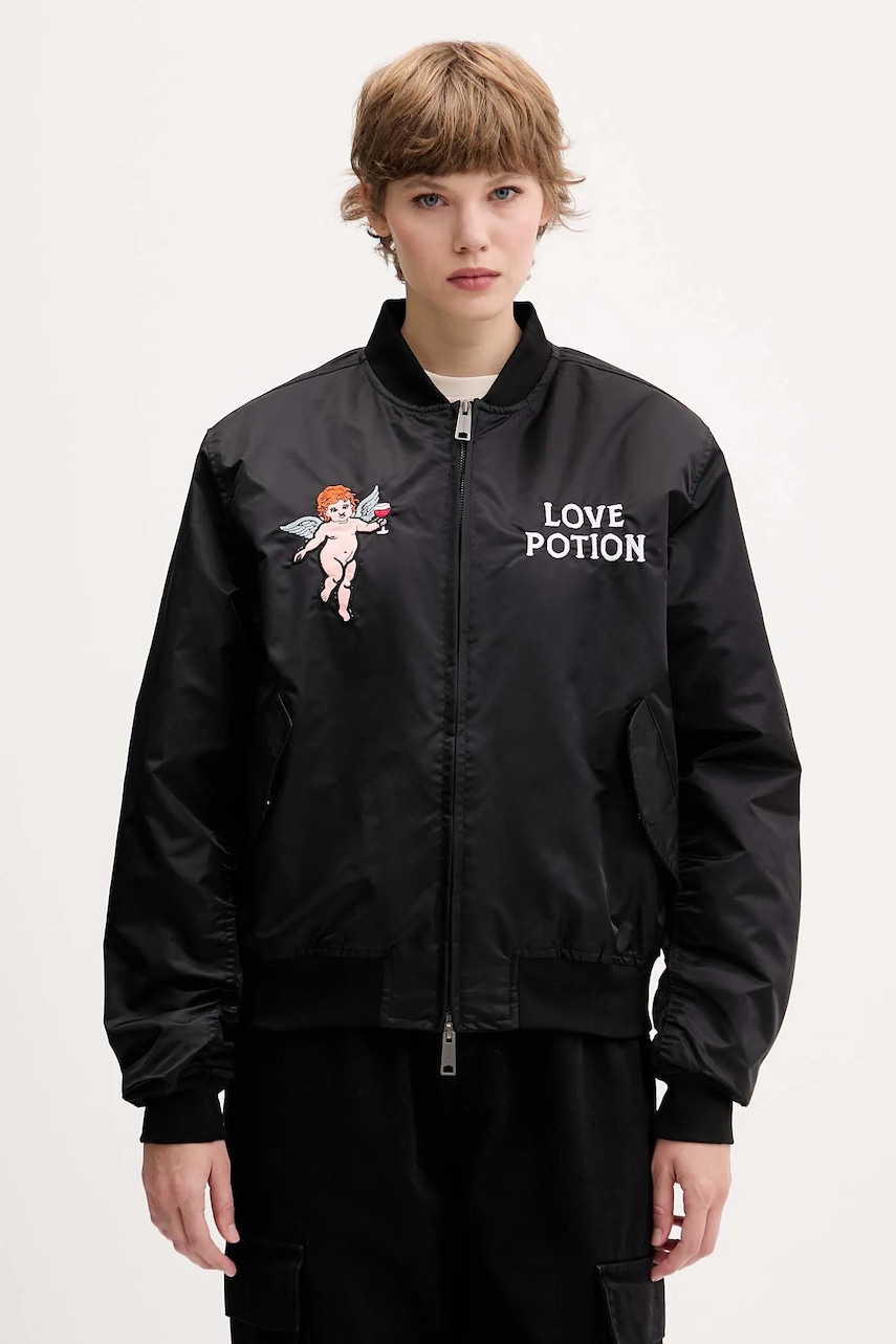 Kaotiko geacă bomber culoarea negru, de tranziție, oversize, AR005-01-E002