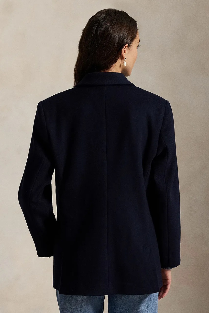 Шерстяной пиджак Polo Ralph Lauren цвет синий двубортный однотонный 211971388