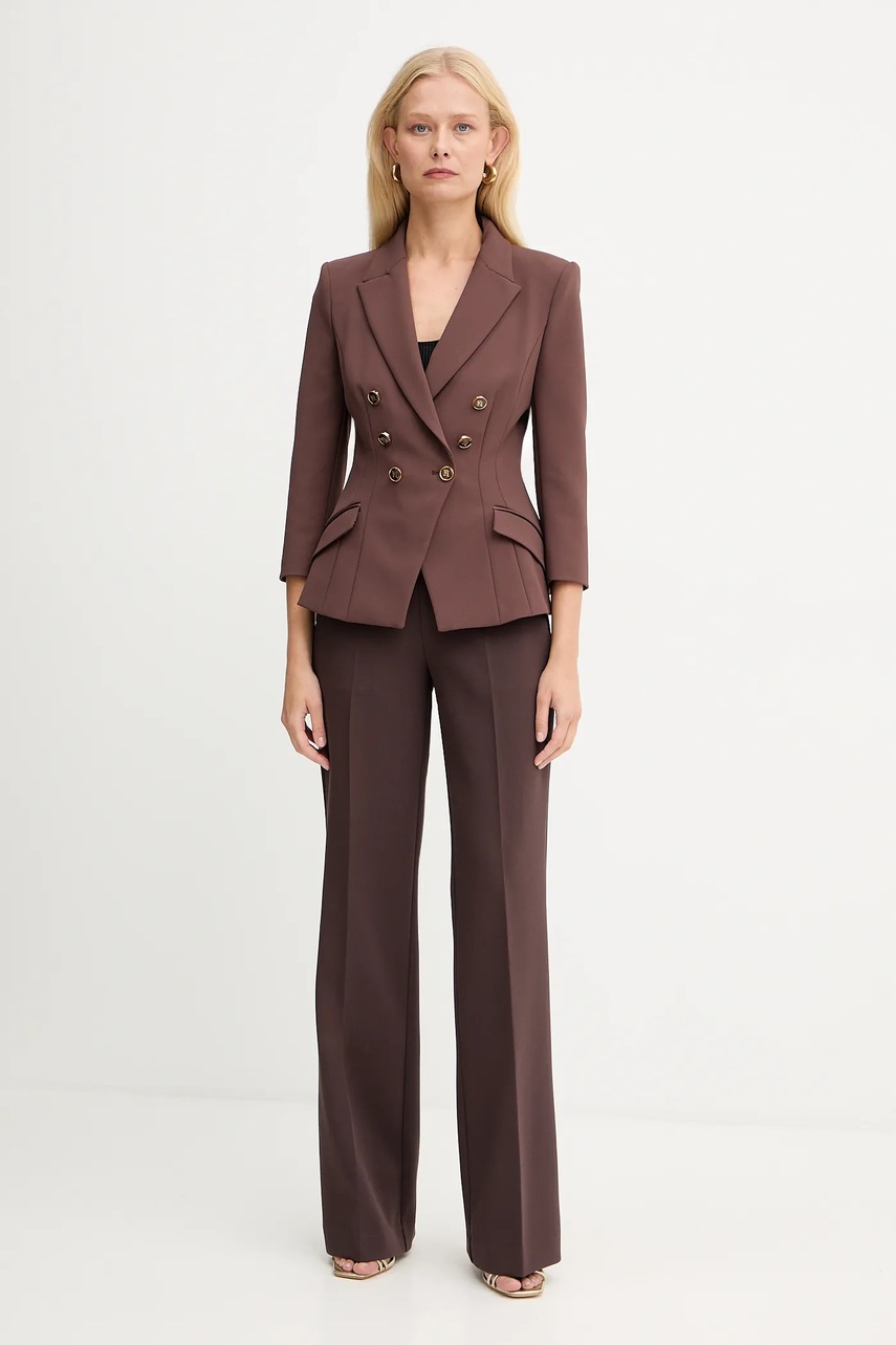 Пиджак Elisabetta Franchi цвет коричневый двубортный однотонный GI17456E2