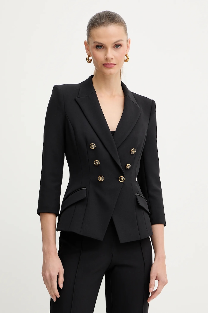 Elisabetta Franchi sacou culoarea negru, cu doua rânduri de nasturi, uni, GI17456E2