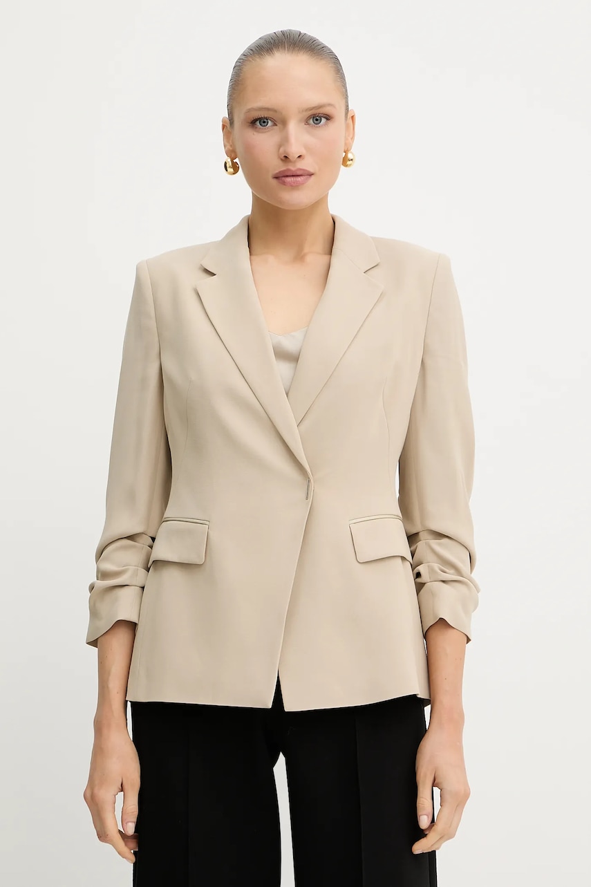 BOSS sacou culoarea bej, cu doua randuri de nasturi, uni, 50542005