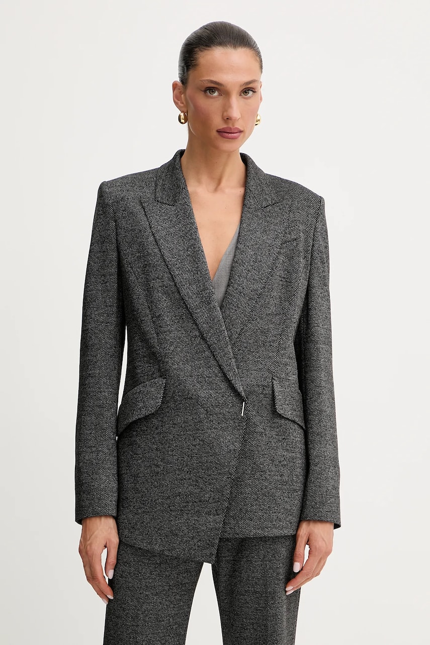 BOSS sacou culoarea gri, un singur rând de nasturi, cu imprimeu, 50545978