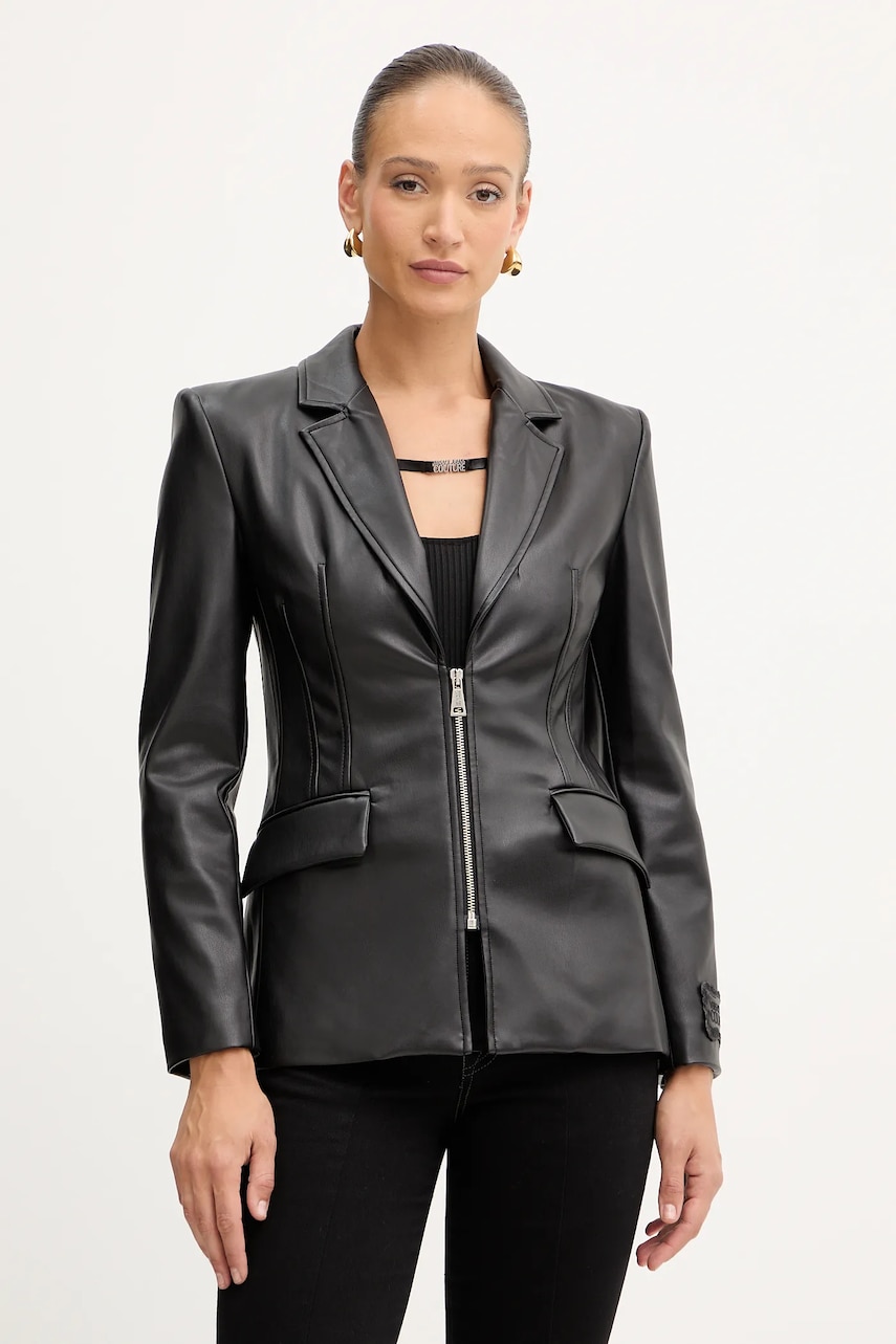 Versace Jeans Couture sacou culoarea negru, un singur rând de nasturi, uni, 79HAQ703 J0195