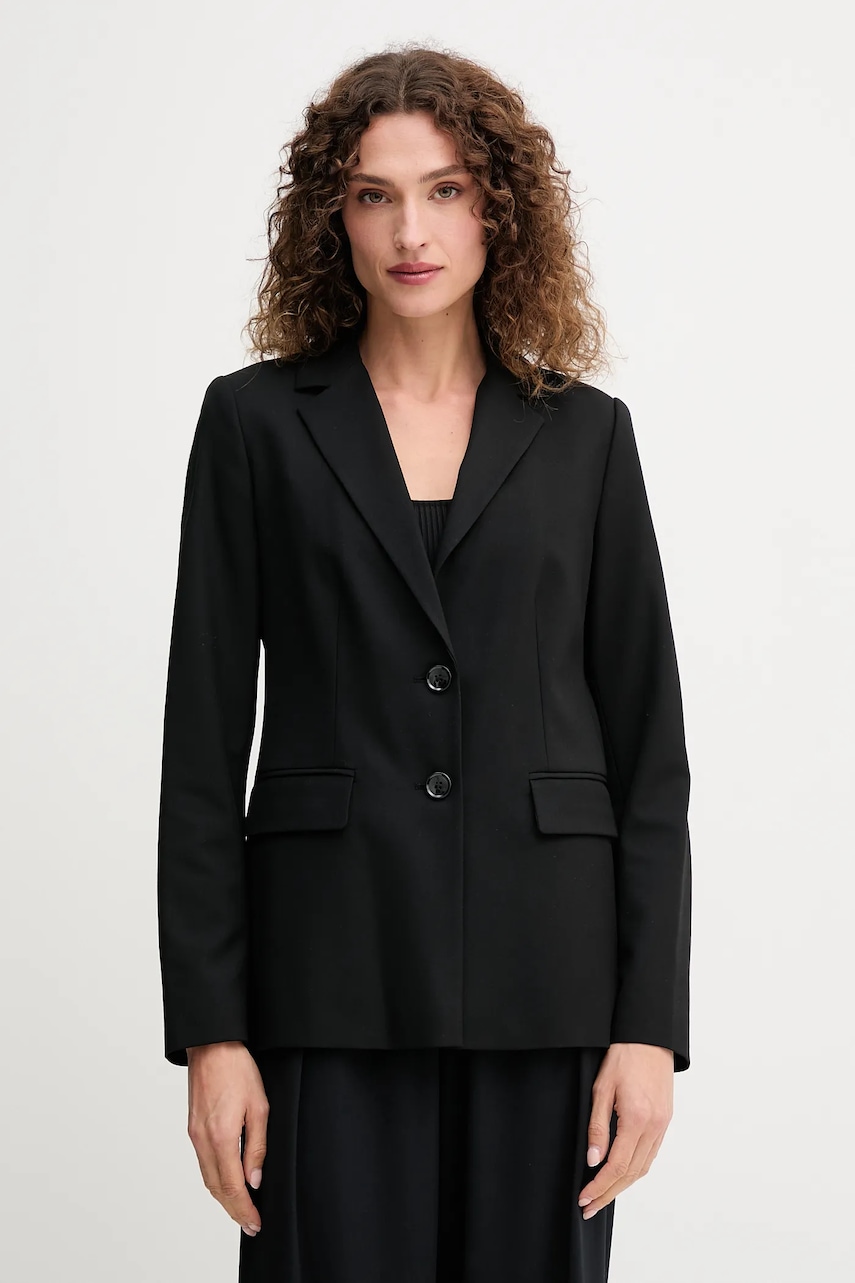 United Colors of Benetton sacou culoarea negru, un singur rând de nasturi, uni, 2L4HDW02W