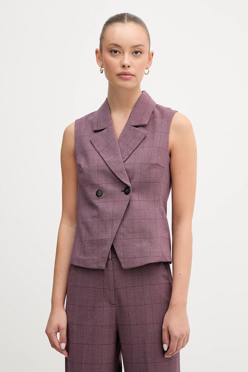 United Colors of Benetton vestă culoarea violet, cu două rânduri de nasturi, 2X8MDJ00O