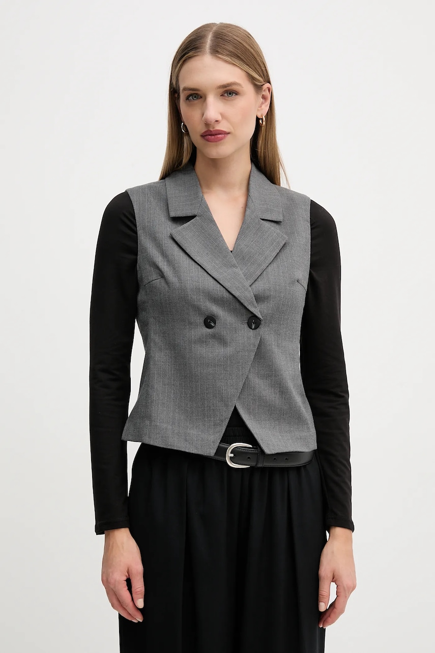 United Colors of Benetton vestă culoarea gri, cu două rânduri de nasturi, 2X8MDJ00O
