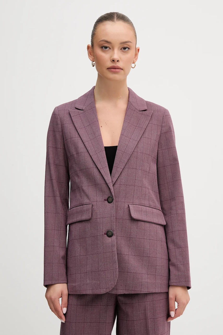 United Colors of Benetton sacou culoarea violet, un singur rând de nasturi, cu imprimeu, 2X8MDW02H
