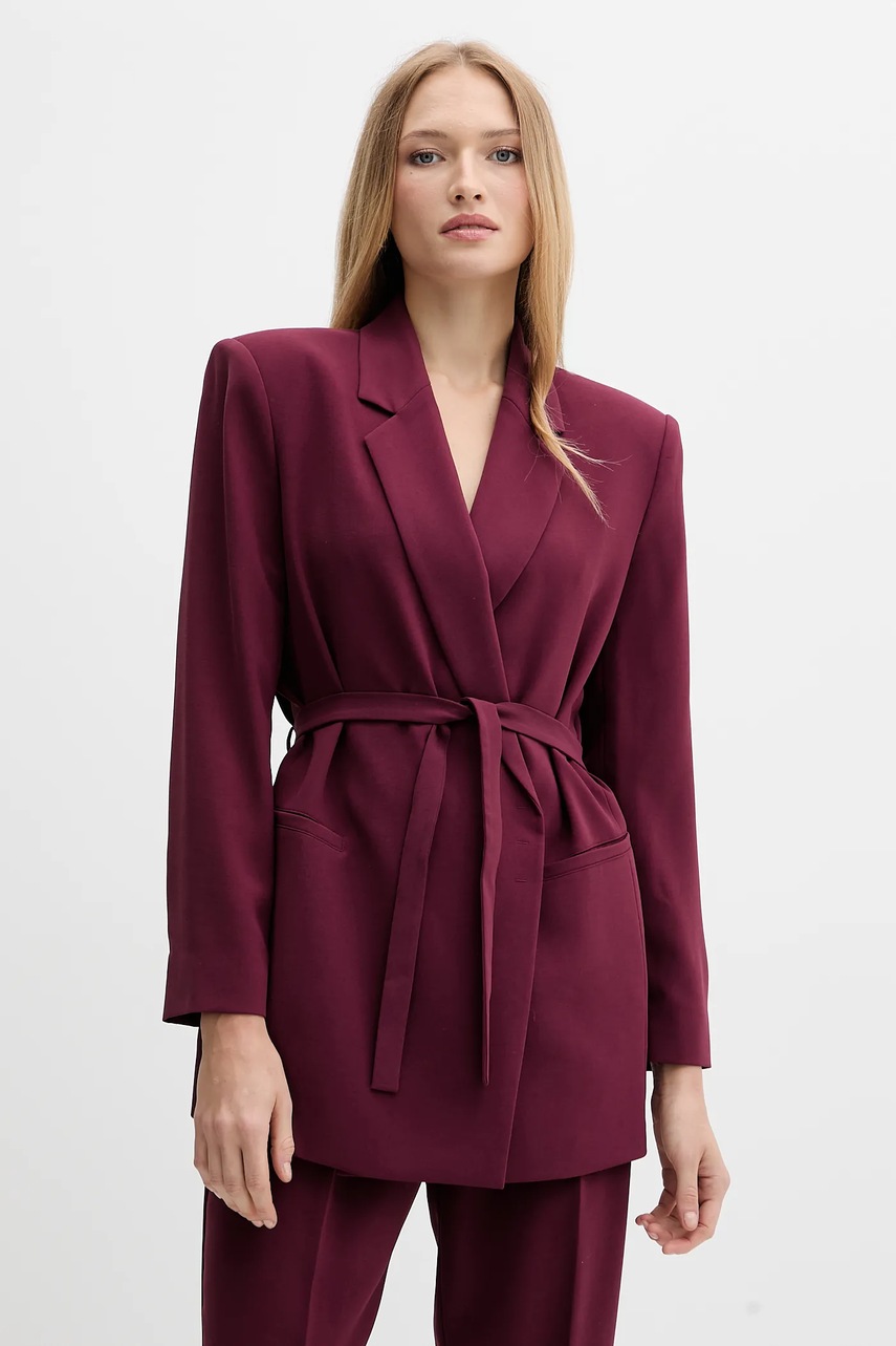 Armani Exchange sacou culoarea bordo, cu două rânduri de nasturi, uni, XW000663 AF10872