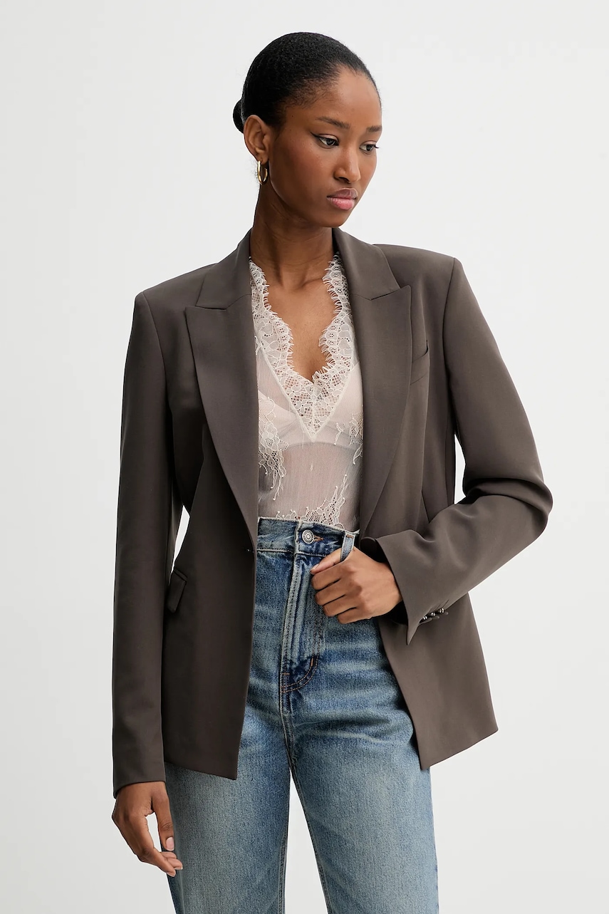 Blugirl Blumarine jachetă și bluză culoare maro, cu un singur rând, neted RF5285.T5771