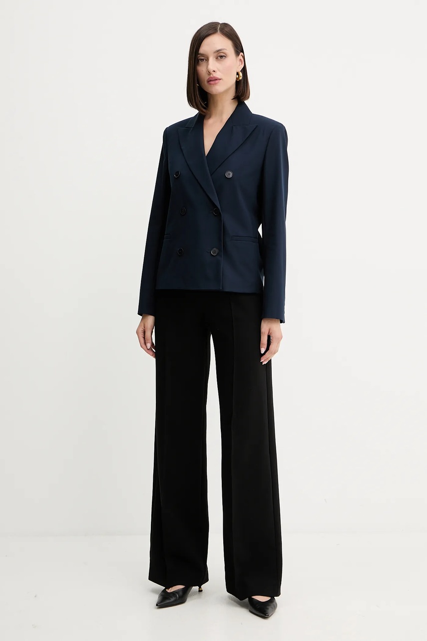 Хлопковый пиджак Weekend Max Mara TAPPETO цвет синий двубортный однотонный 2525046061600