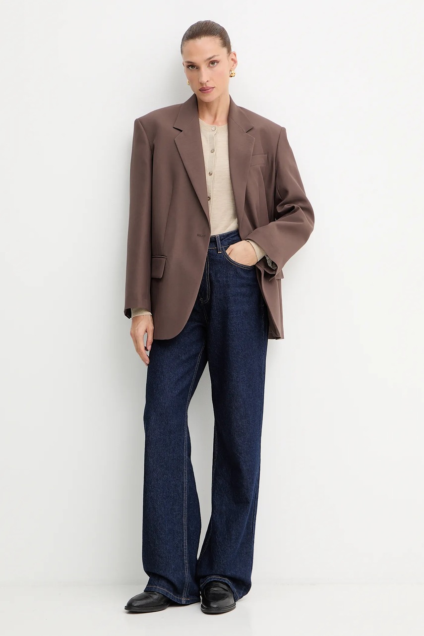 Пиджак Weekend Max Mara FLOC цвет коричневый oversize однотонный 2525046081600
