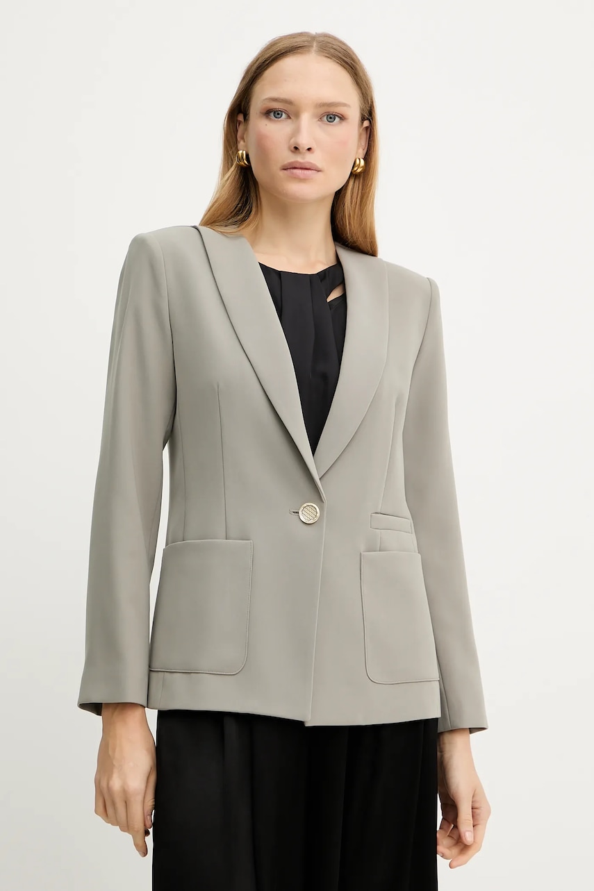 Armani Exchange sacou culoarea verde, cu doua rânduri de nasturi, uni, XW001277 AF16148