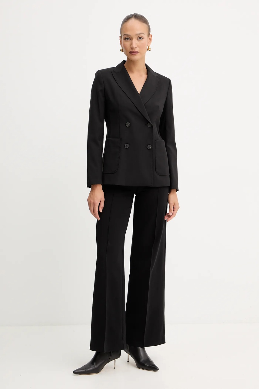 Шерстяной пиджак Weekend Max Mara ORNATI цвет чёрный двубортный однотонный 2525046012600