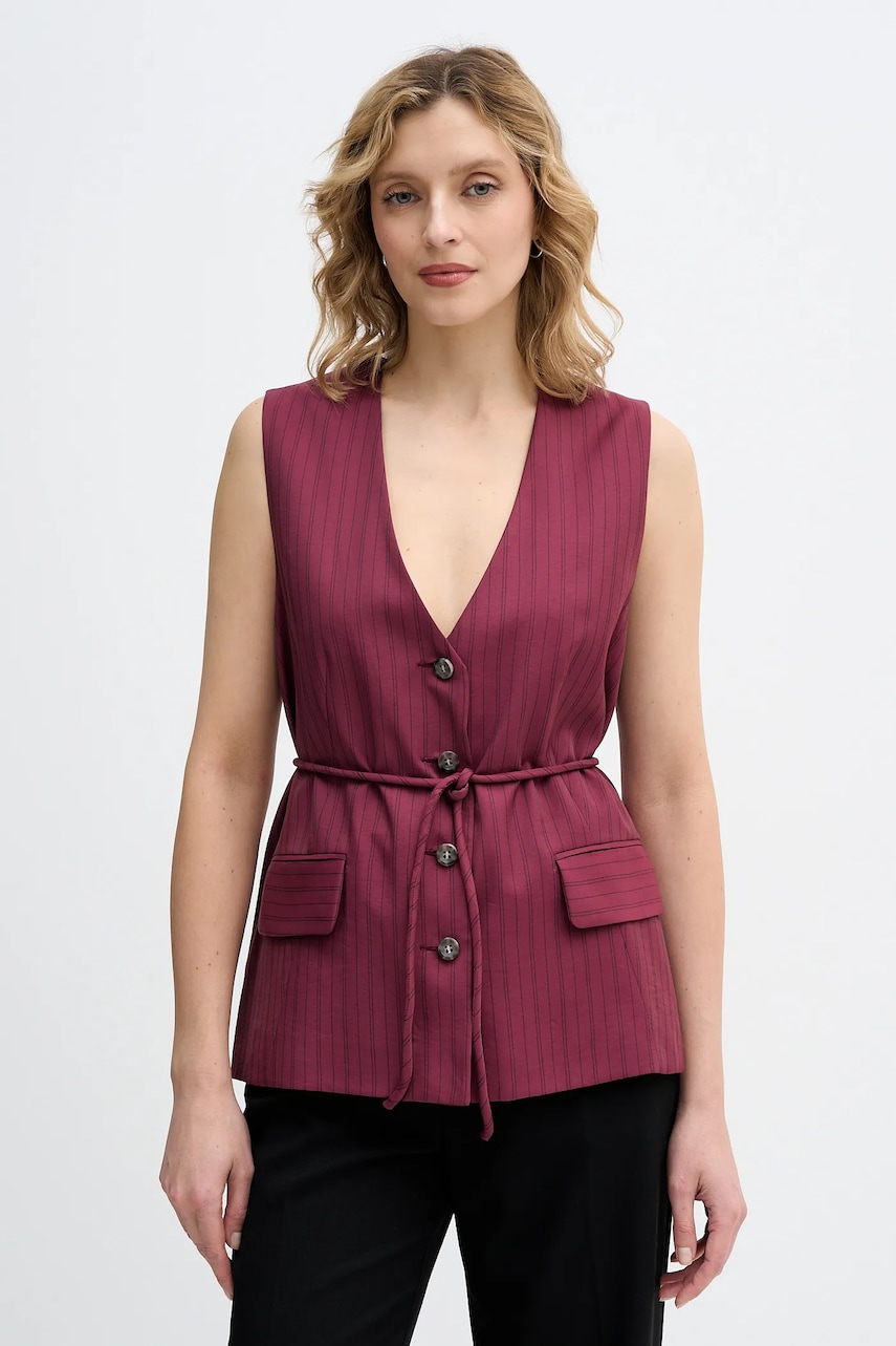 Sisley vestă culoarea bordo, un singur rând de nasturi, 24QVLJ00V