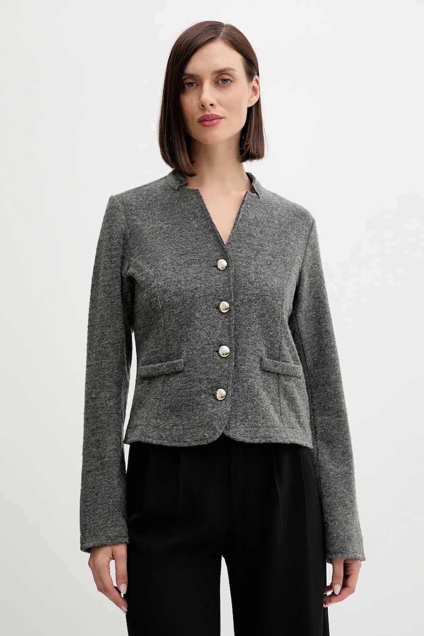 Joop! sacou din lână culoarea gri, un singur rând de nasturi, uni, 30047792
