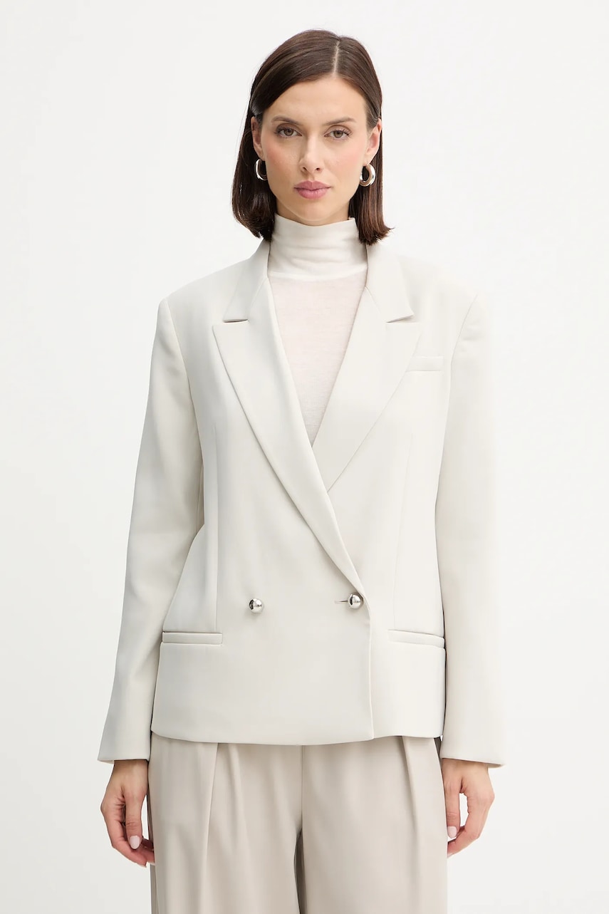 Armani Exchange sacou culoarea bej, cu două rânduri de nasturi, uni, XW001281 AF16125
