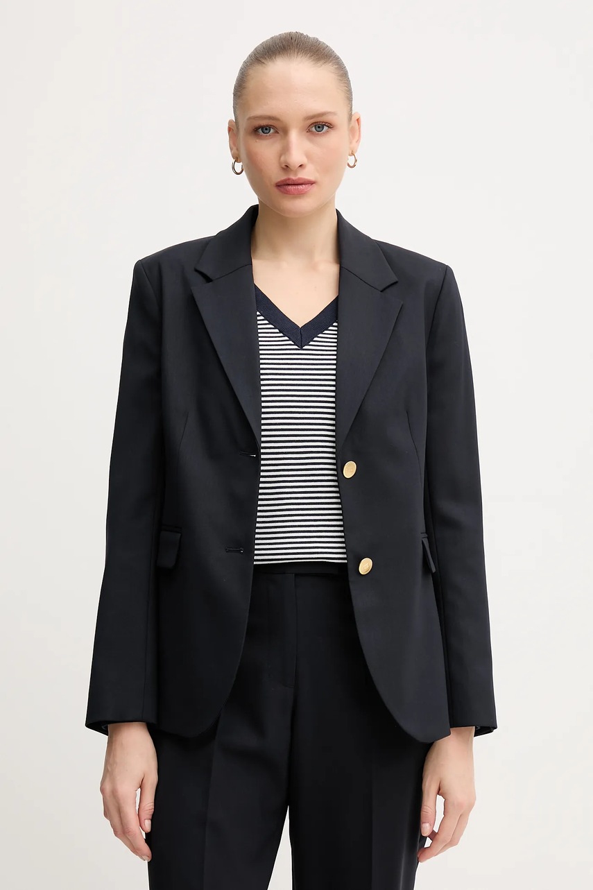Levně Sako s přídavkem vlny Tommy Hilfiger tmavomodrá barva, WW0WW46662