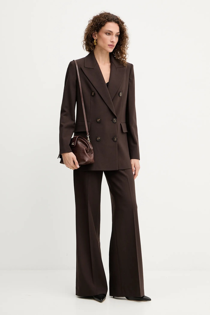 Μάλλινο σακάκι Luisa Spagnoli χρώμα: καφέ, 542410 φωτογραφία
