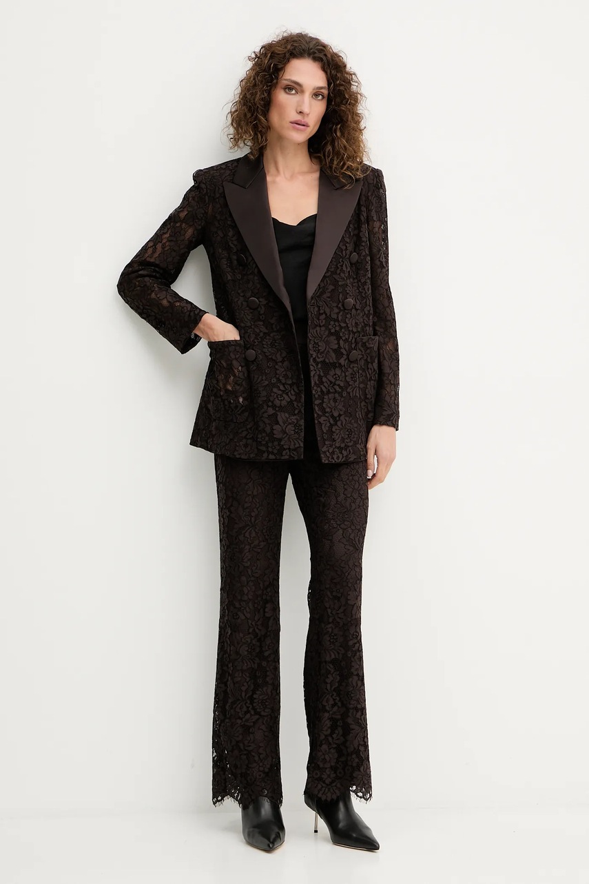 Пиджак Luisa Spagnoli цвет коричневый двубортный узор 542291