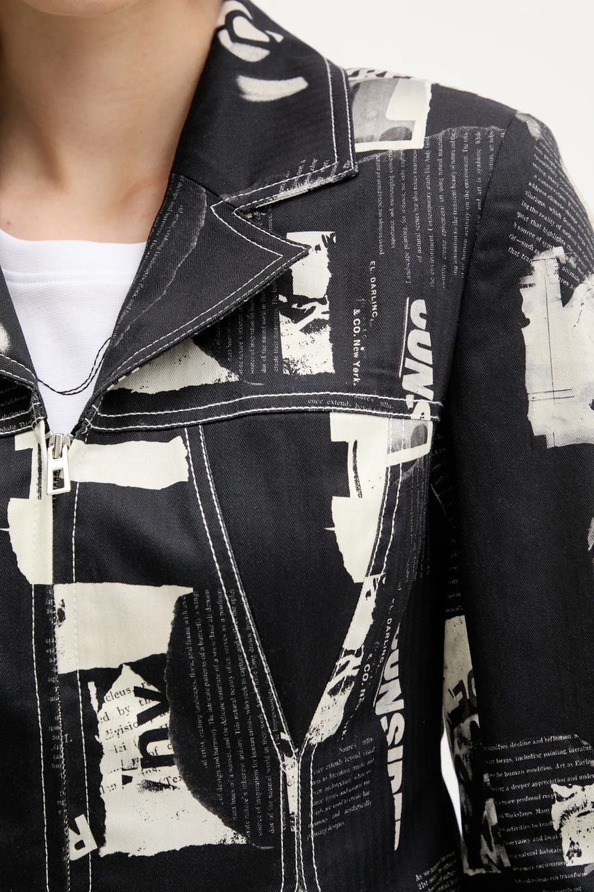 Σακάκι Desigual NEWSPAPER BLAC χρώμα: μαύρο, 25WWEW20 φωτογραφία