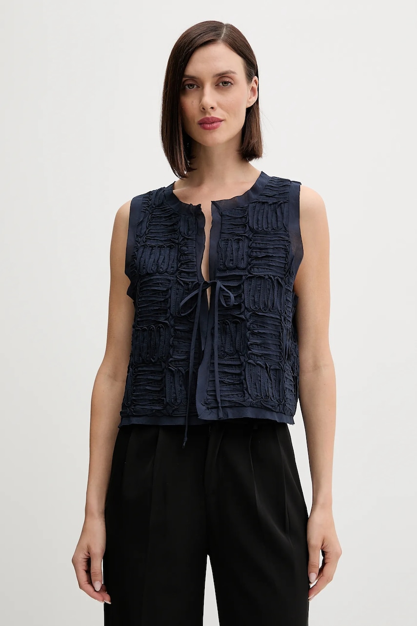 Pedro del Hierro vestă din bumbac culoarea bleumarin, un singur rând de nasturi, 7312259