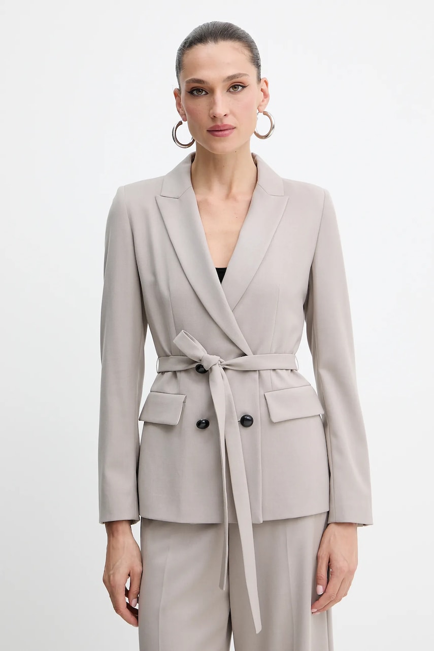 Marella sacou Emme by Marella culoarea maro, cu două rânduri de nasturi, uni, 2525046161200