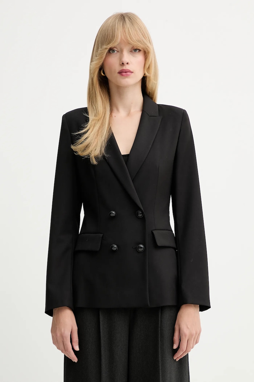 Marella sacou Emme by Marella culoarea negru, cu două rânduri de nasturi, uni, 2525046161200