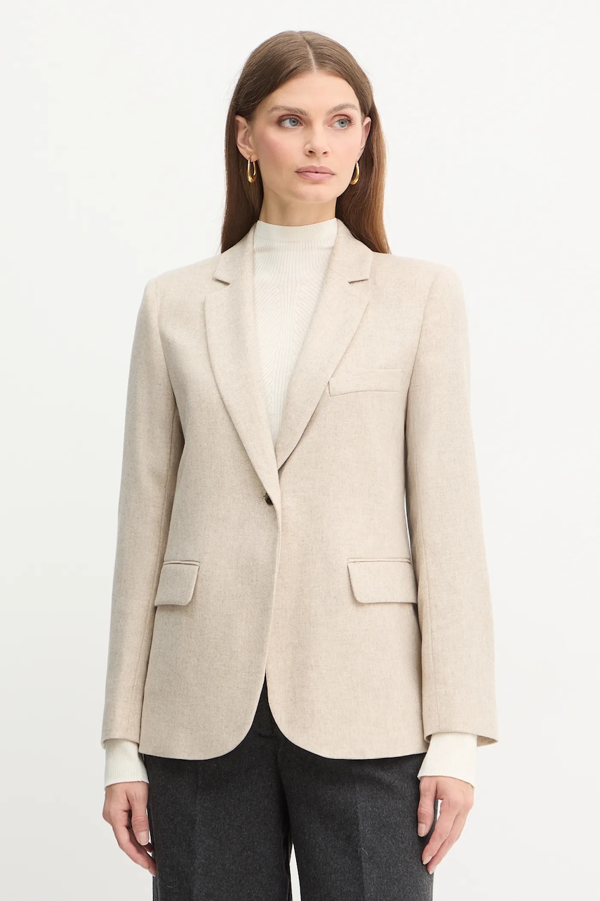Marella jachetă cu lână Emme by Marella culoarea bej, un singur rând de nasturi, melanj, 2525046072200