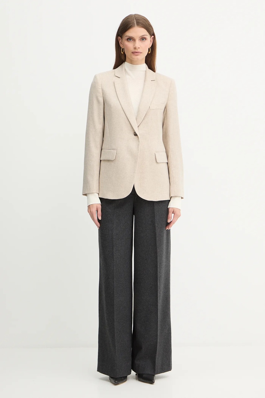 Пиджак с добавлением шерсти Marella Emme by Marella цвет бежевый однобортный меланж 2525046072200