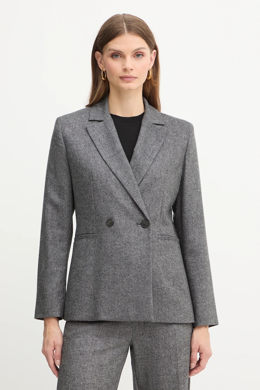 Marella jachetă cu lână Emme by Marella culoarea gri, un singur rând de nasturi, melanj, 2525046082200
