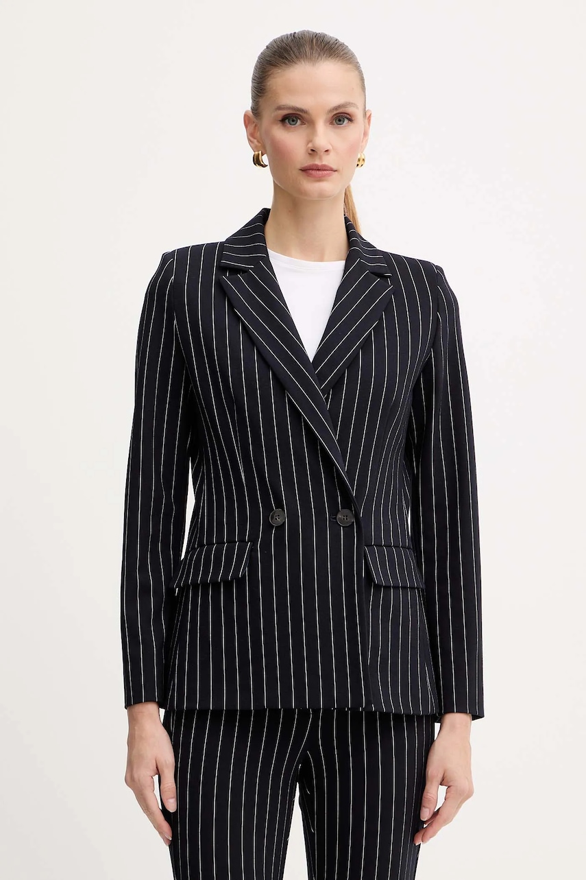 Marella sacou Emme by Marella culoarea bleumarin, cu două rânduri de nasturi, cu imprimeu, 2525916062200
