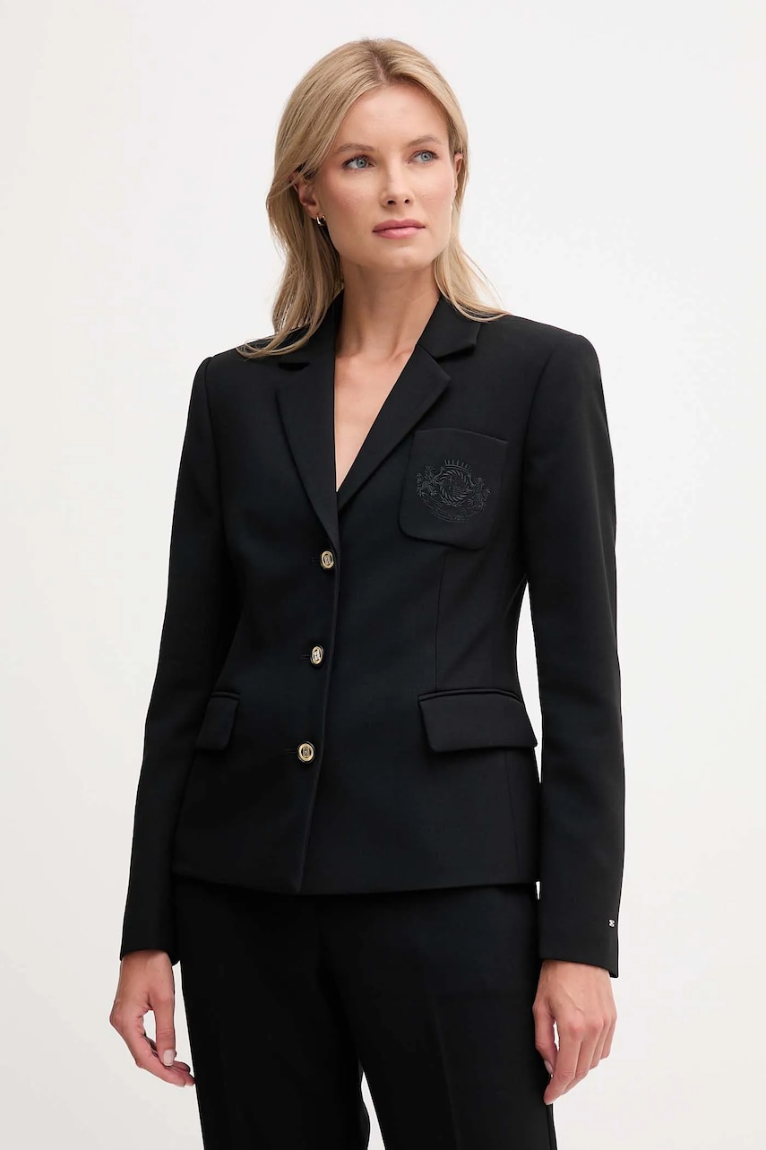 Levně Sako Tommy Hilfiger černá barva, WW0WW46660