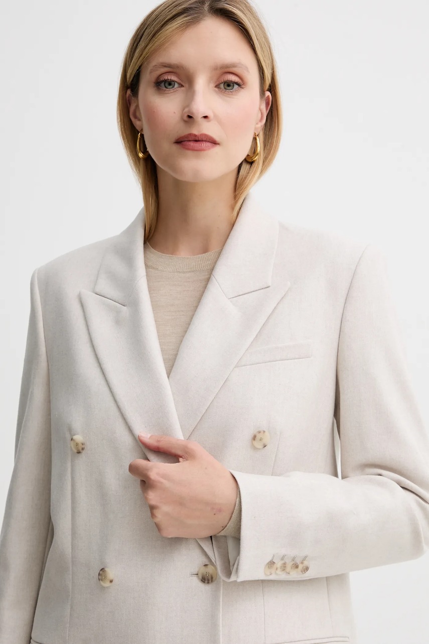 Μπουφάν με μαλλί BOSS χρώμα: μπεζ, 50548736 φωτογραφία