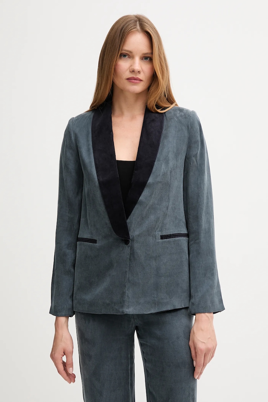 Hoss Intropia sacou culoarea bleumarin, un singur rând de nasturi, uni, 5472061