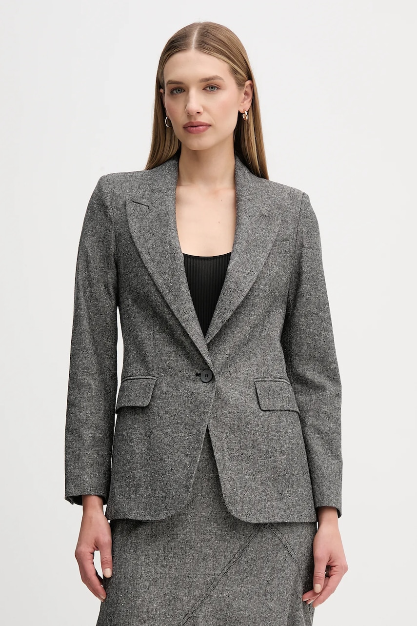 Pedro del Hierro sacou din lână culoarea gri, un singur rând de nasturi, melanj, 6752181
