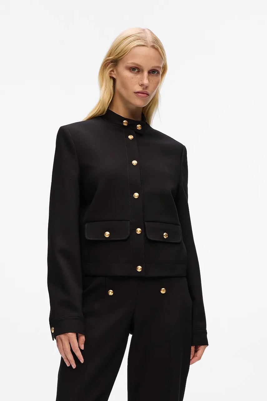 Karl Lagerfeld sacou culoarea negru, un singur rand de nasturi, uni, A4W14034 Karl Lagerfeld sacou culoarea negru, un singur rand de nasturi, uni, A4W14034