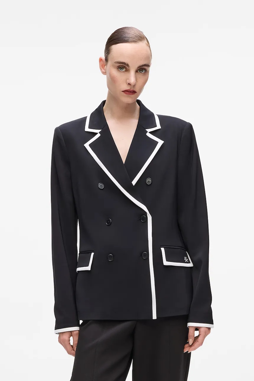 Karl Lagerfeld sacou culoarea negru, un singur rând de nasturi, uni, A4W14038