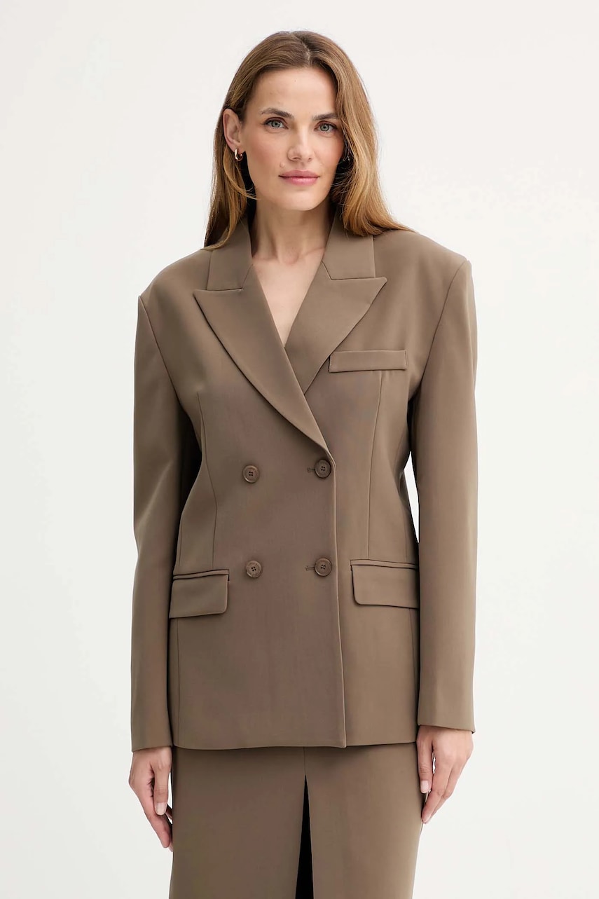 ISABELLE BLANCHE sacou culoarea verde, cu două rânduri de nasturi, uni, IS25FW-J049-T001
