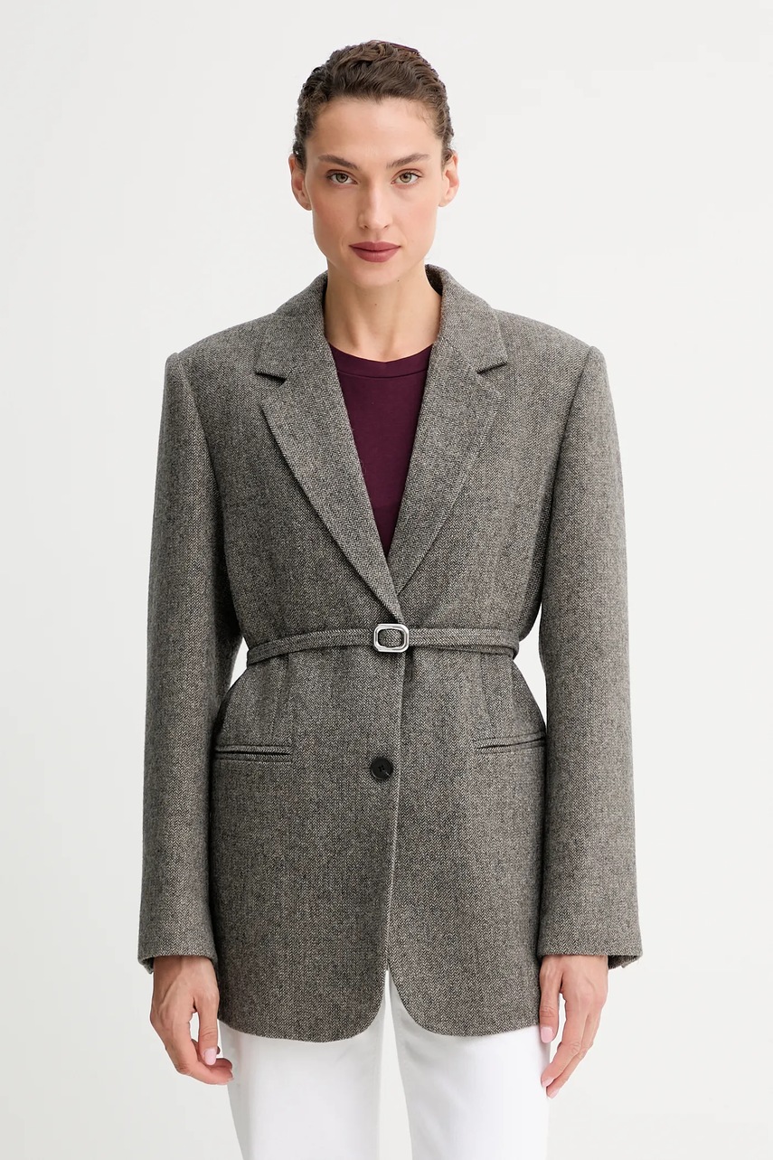 ISABELLE BLANCHE jachetă cu lână culoarea gri, un singur rând de nasturi, uni, IS25FW-J082-T012