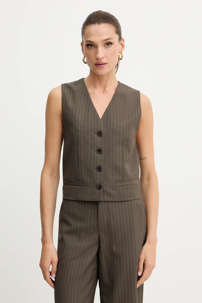 Miss Sixty vestă de lână culoarea maro, un singur rând de nasturi, 6S3WJ43000