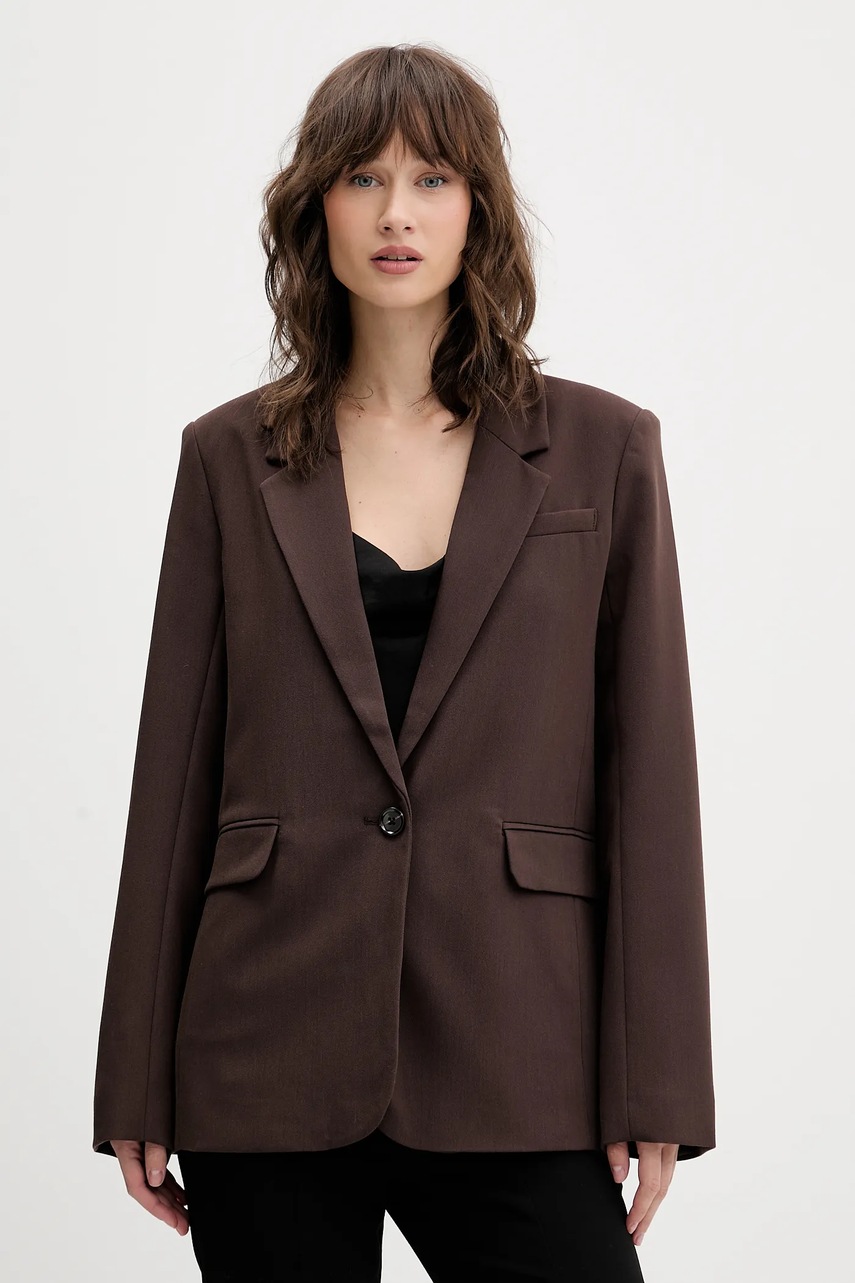 Abercrombie & Fitch sacou culoarea maro, un singur rând de nasturi, uni, KI144-5233-480