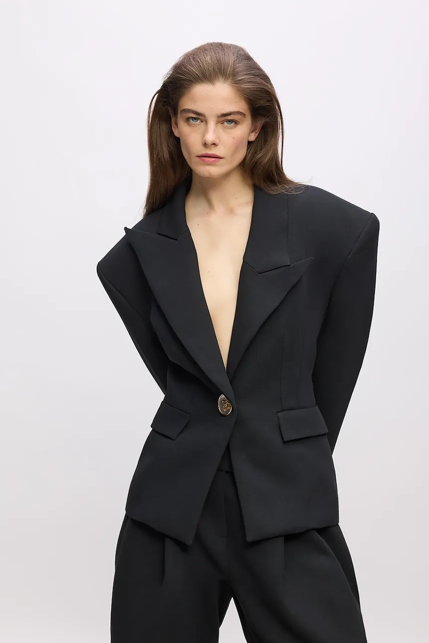 Karl Lagerfeld jachetă cu lână Karl Lagerfeld Studio culoarea negru, oversize, uni, A4W14065
