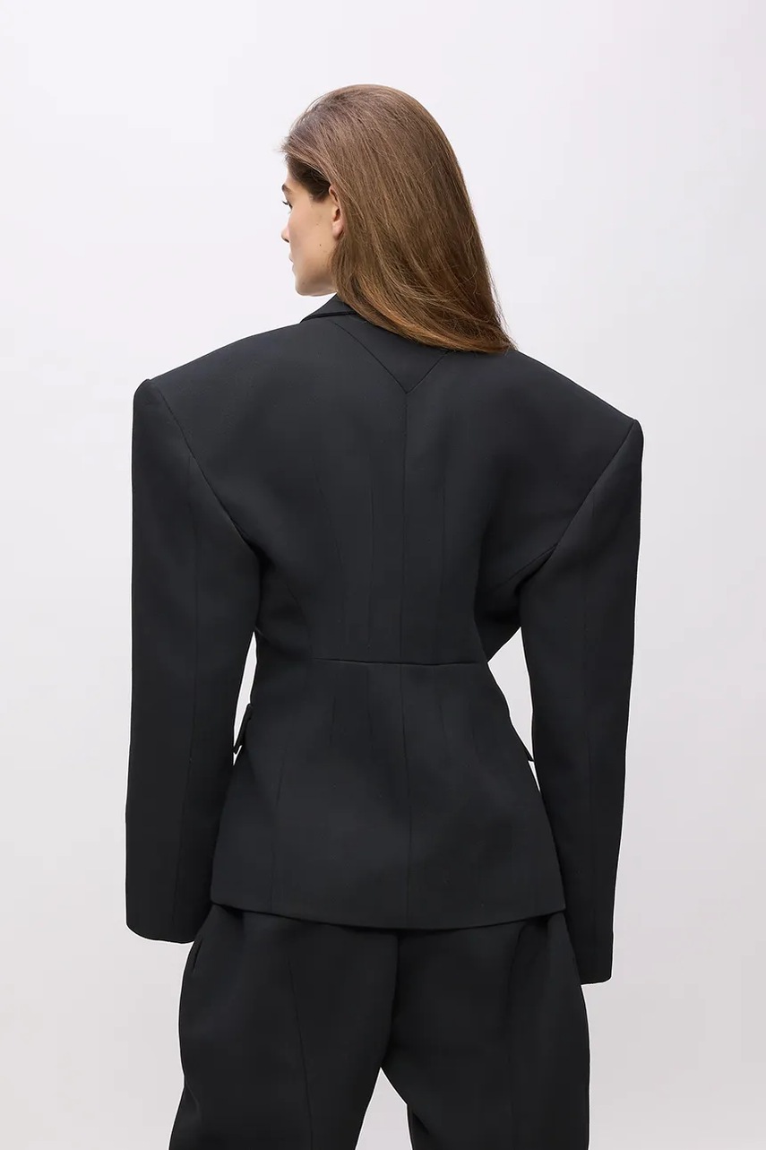 Пиджак с добавлением шерсти Karl Lagerfeld Karl Lagerfeld Studio цвет чёрный oversize однотонный A4W14065